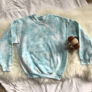 Kids Teal Tie Dye Crew Sweatshirt